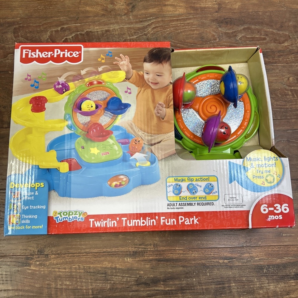 Fisher‎ Price Topzy Tumblers Twirlin' Tumblin' Fun Park 3 Beans Lights Music NEW